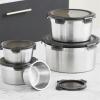 Bento Boxes Stainless Steel Round Refrigerator Food Storage Box Microwave Heating Sealed Pot Fresh-Keeping Box (Size : 1100ml) view 4