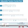 Bonpally Shower Curtain Rod 32-89 Inches Adjustable, Non-Slip Spring Tension Shower Rod for Bathroom, Window, Room Divider, Chrome view 3