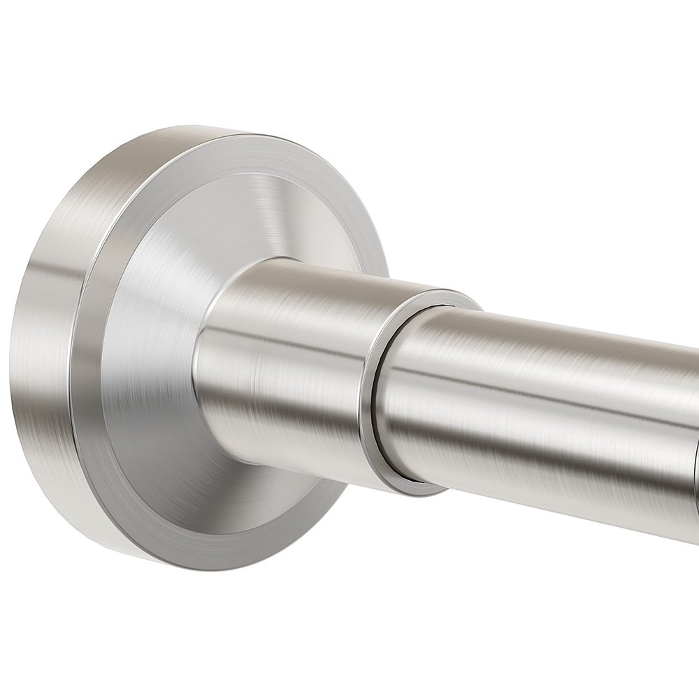 Bonpally Shower Curtain Rod 32-89 Inches Adjustable, Non-Slip Spring Tension Shower Rod for Bathroom, Window, Room Divider, Brush Nickel