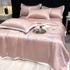 XHCTNN Cool Skin Friendly Ice Silk Quilt - Lightweight Queen Size Smooth Sheets 4pc Set - Fashionable Exquisite Embroidery Air Conditioning Comforter Pillowcase Bedding(I,150 * 200cm) view 1