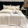 XHCTNN Cool Skin Friendly Ice Silk Quilt - Lightweight Queen Size Smooth Sheets 4pc Set - Fashionable Exquisite Embroidery Air Conditioning Comforter Pillowcase Bedding(E-4Pcs,150 * 200cm) view 1