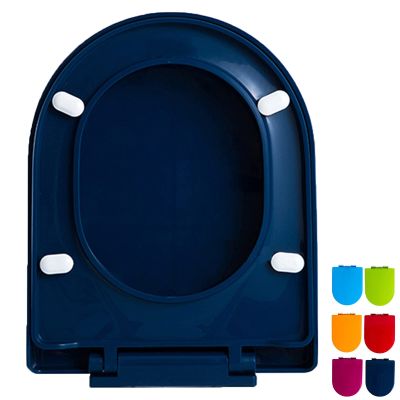 COAYHEL Toilet Seat Plastic Toilet Seat Soft Close, Bathroom Family Heavy Duty Quick Release Standard Size Toilet Seat with Adjustable Device (Color : Navy Blue, Size : OneSize)