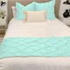 Drona Bedding Twin Pure Cotton Bed Runner 600 TC Pinch Pleat Bed Runner Solid, Light Weight, Skin Friendly Cooling Decorative Bed Scarf, 1 Piece Pinch Pleated Bed Runner Aqua Blue view 1