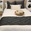Drona Bedding Twin Pure Cotton Bed Runner 600 TC Pinch Pleat Bed Runner Solid, Light Weight, Skin Friendly Cooling Decorative Bed Scarf, 1 Piece Pinch Pleated Bed Runner Dark Grey view 1