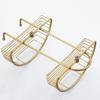 2 Tier Antique Wall Mounted Bathroom Shower Corner Shelf Basket Brass Hanging Shower Caddy Organizer Holder Retro Triangle Copper Hollow Storage Rack Basket with Hooks view 2