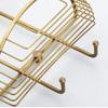 2 Tier Antique Wall Mounted Bathroom Shower Corner Shelf Basket Brass Hanging Shower Caddy Organizer Holder Retro Triangle Copper Hollow Storage Rack Basket with Hooks view 4
