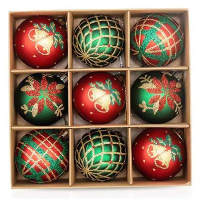 LuckQi 9Pcs/Box 6cm Christmas Ball Ornaments Xmas Tree Hanging Pendant Christmas Decorations for Home 2023 New Year Gift (Color : C-6cm 9pcs)