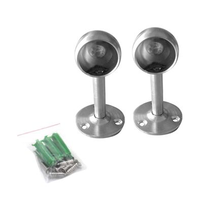 Zerodeko 2set Stainless Steel Round Head Seat Diameter Closet Pole Socket Rustproof for Curtain Rods