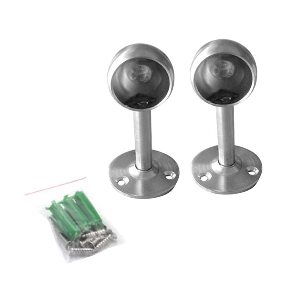 Zerodeko 2set Stainless Steel Round Head Seat Diameter Closet Pole Socket Rustproof for Curtain Rods
