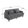 68.9" Chenille Loveseat Sofa, Upholstered Sofa Couch with 2 Soft Pillows, Mid Century Modern 2-Seater Love Seat Couch with Gourd-Shaped Wood Legs for Living Room, Bedroom, Apartment, Grey view 2