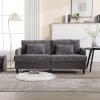 68.9" Chenille Loveseat Sofa, Upholstered Sofa Couch with 2 Soft Pillows, Mid Century Modern 2-Seater Love Seat Couch with Gourd-Shaped Wood Legs for Living Room, Bedroom, Apartment, Grey view 3