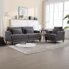 68.9" Chenille Loveseat Sofa, Upholstered Sofa Couch with 2 Soft Pillows, Mid Century Modern 2-Seater Love Seat Couch with Gourd-Shaped Wood Legs for Living Room, Bedroom, Apartment, Grey view 4