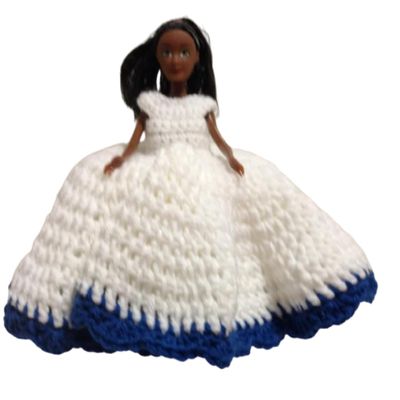 Toilet Paper Cover Doll White Blue Brown Skin Retro Unique Crochet Handmade