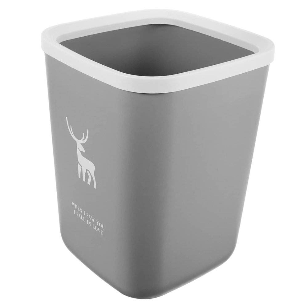Zerodeko Trash Can Grey Simple Design No Lid Wastebasket for Bathroom Bedroom Kitchen Living Room Versatile Garbage Container for Everyday Use