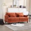 68.9" Chenille Loveseat Sofa, Upholstered Sofa Couch with 2 Soft Pillows, Mid Century Modern 2-Seater Love Seat Couch with Gourd-Shaped Wood Legs for Living Room, Bedroom, Apartment, Orange view 1