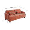 68.9" Chenille Loveseat Sofa, Upholstered Sofa Couch with 2 Soft Pillows, Mid Century Modern 2-Seater Love Seat Couch with Gourd-Shaped Wood Legs for Living Room, Bedroom, Apartment, Orange view 2