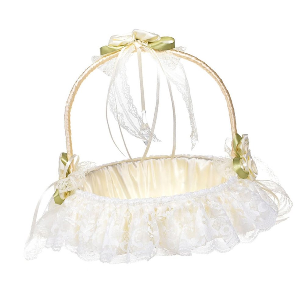 Amosfun 1pc Delicate Woven Wedding Flower Basket for Flower Girl Lightweight and Portable for Western-style Weddings Banquets and Special Events