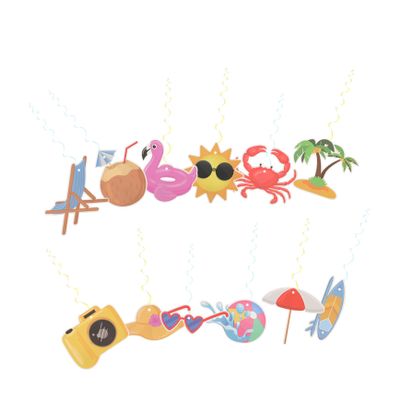 Amosfun 12pcs Hawaiian Swirl Hanging Decorations for Luau Parties Tropical Theme Party Supplies Summer Beach Ornaments Swirls for Indoor Outdoor Use