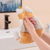 AOZMQAIV Coral Velvet Hand Towel Hanging Cute Toilet Hand Towel Absorbent Towel Thickened Household Hand Towel Handkerchief, Gray view 3