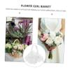 Ciieeo Wedding Flower Girl Basket Lace Bowknot Elegant Rustic Handheld Flower Basket for Bride Floral Storage for Ceremony and Special Events view 4