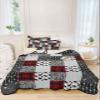 Quilt Set King Size 3 Pieces Quilted Bedspread-Thin Soft, Red Black Buffalo Plaid Zebra Pattern Arrow Forest Elk Stitched Lightweight Quilt with 2 Pillow Shams Coverlet Bedding Sets for All Season view 1