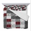 Quilt Set King Size 3 Pieces Quilted Bedspread-Thin Soft, Red Black Buffalo Plaid Zebra Pattern Arrow Forest Elk Stitched Lightweight Quilt with 2 Pillow Shams Coverlet Bedding Sets for All Season view 2