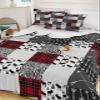Quilt Set King Size 3 Pieces Quilted Bedspread-Thin Soft, Red Black Buffalo Plaid Zebra Pattern Arrow Forest Elk Stitched Lightweight Quilt with 2 Pillow Shams Coverlet Bedding Sets for All Season view 3