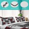 Quilt Set King Size 3 Pieces Quilted Bedspread-Thin Soft, Red Black Buffalo Plaid Zebra Pattern Arrow Forest Elk Stitched Lightweight Quilt with 2 Pillow Shams Coverlet Bedding Sets for All Season view 4