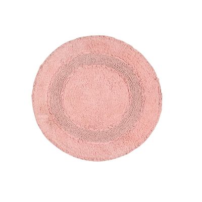 Super Soft Cotton Ruffle Pattern 22" Round Bathroom Rugs Non Slip Washable Super Water Absorbing Towel Texture | Solid Baby Blush Pink Color Plush Thick Underfoot Feel Quick Dry Bath Mat