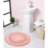 Super Soft Cotton Ruffle Pattern 22" Round Bathroom Rugs Non Slip Washable Super Water Absorbing Towel Texture | Solid Baby Blush Pink Color Plush Thick Underfoot Feel Quick Dry Bath Mat view 2