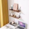 Floating Shelves for Wall No Drilling 16.53 Inch 2 Sets Rustic Natural Wooden Shelf Wall Mounted Storage 3 Mounting Option Renter Friendly Shelf for Bathroom Living Room Bookshelf Kitchen (Dark Brown) view 2