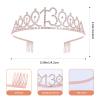 13th girls Birthday Sash and Tiara Set Rose Gold Birthday Sash Crown Birthday Party Favors Supplies for girls Birthday Party view 2