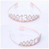 13th girls Birthday Sash and Tiara Set Rose Gold Birthday Sash Crown Birthday Party Favors Supplies for girls Birthday Party view 4