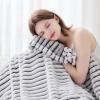 NEWCOSPLAY Super Soft Throw Blanket Black and White Premium Silky Flannel Fleece 3D Ribbed Jacquard Lightweight Bed Blanket All Season Use (Black and White Ribbed, Throw(50"x60")) view 1