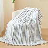 NEWCOSPLAY Super Soft Throw Blanket Black and White Premium Silky Flannel Fleece 3D Ribbed Jacquard Lightweight Bed Blanket All Season Use (Black and White Ribbed, Throw(50"x60")) view 3