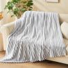 NEWCOSPLAY Super Soft Throw Blanket Black and White Premium Silky Flannel Fleece 3D Ribbed Jacquard Lightweight Bed Blanket All Season Use (Black and White Ribbed, Throw(50"x60")) view 4