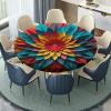 Barsada Paper Flower Multi Print Tablecloth Round Elastic, Waterproof Oil-Proof Table Cover, for Outdoor and Indoor Use Fit for 52" Table view 2