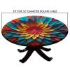Barsada Paper Flower Multi Print Tablecloth Round Elastic, Waterproof Oil-Proof Table Cover, for Outdoor and Indoor Use Fit for 52" Table view 4