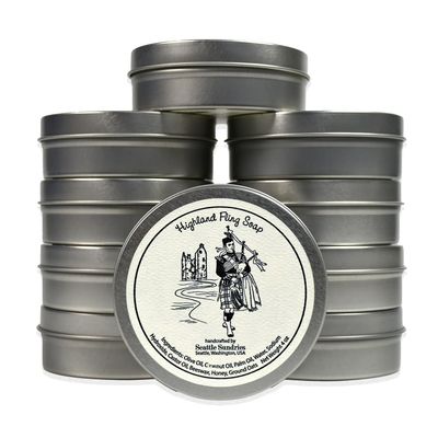 Seattle Sundries Sweet Honey & Oatmeal Soap for Women & Men - 10x (4oz) Exfoliating All-Natural Bar Soap in a Reusable Travel Tin - Highlander Theme Gift Set