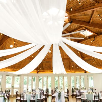 6 Panels Ivory Ceiling Drapes for Wedding Ceiling Drapes 5ftx15ft Wedding Arch Draping Fabric Sheer Curtains Voile Chiffon Drapery Draping Wedding Ceiling Decorations for Party Ceremony Stage Swag
