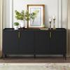 Brabrety 4-Door Large Storage Modern Sideboard with Gold Aluminum Handle for Hallway, Entryway, Living Room, Bedroom, Adjustable Shelf (Black~031) view 1