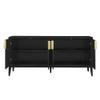 Brabrety 4-Door Large Storage Modern Sideboard with Gold Aluminum Handle for Hallway, Entryway, Living Room, Bedroom, Adjustable Shelf (Black~031) view 4