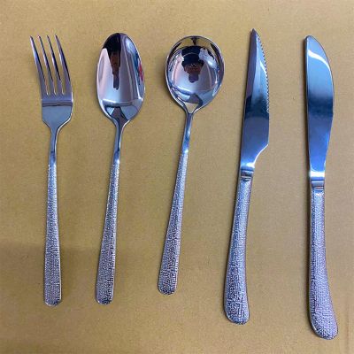 Hammered Handle Silverware Set for 10 Flatware Cutlery Set GULSARAYI 50-PCS Utensils Stainless Steel for Home Kitchen Restaurant Steak Knives Spoons and Forks Set Mirror Effect Dishwasher Safe