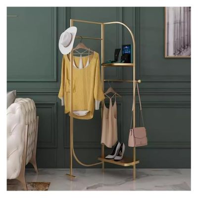 Clothes Rail Garment Rack Corner Gold Metal Clothing Racks, Freestanding Folding Coat Rack Design Unique Garment Racks Display Racks Dressing Room Storage Integrated Hanger For Hallway Entryway ( Colo