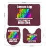 Custom 3 Piece Bathroom Rug Set Personalized Customized Image,Toilet Contour Mat Lid Cover Non-Slip Bath Mat Add Your Design for Wedding Christmas Thanksgiving Birthday Gifts Maroon 19.7"x31.5" view 3