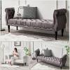 ARMERI 47" Velvet Benches End of Bed Button Tufted Entryway Window Seating Bench Vintage Flared Rolled Armed Bedroom Ottoman Bench Living Room Footrest Stool,C view 2