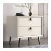 GLigeT Bedside Cabinet All Wood Nightstand Modern Simple Bedroom Double Drawer Bedside Table Small Solid Color Raised Cabinet Legs Bedside Furniture Nightstand (Color : White, Size : L) view 1