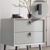 GLigeT Bedside Cabinet All Wood Nightstand Modern Simple Bedroom Double Drawer Bedside Table Small Solid Color Raised Cabinet Legs Bedside Furniture Nightstand (Color : White, Size : L) view 4