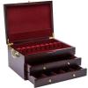 GENRICE Wooden Silverware Chest without Silverware Three-layer, Silverware Box Storage for Silver, Silverware Case with Handle and Felt Lined, Flatware Chest for 12 or 16 or more sets of Utensils view 2