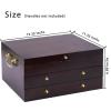 GENRICE Wooden Silverware Chest without Silverware Three-layer, Silverware Box Storage for Silver, Silverware Case with Handle and Felt Lined, Flatware Chest for 12 or 16 or more sets of Utensils view 3